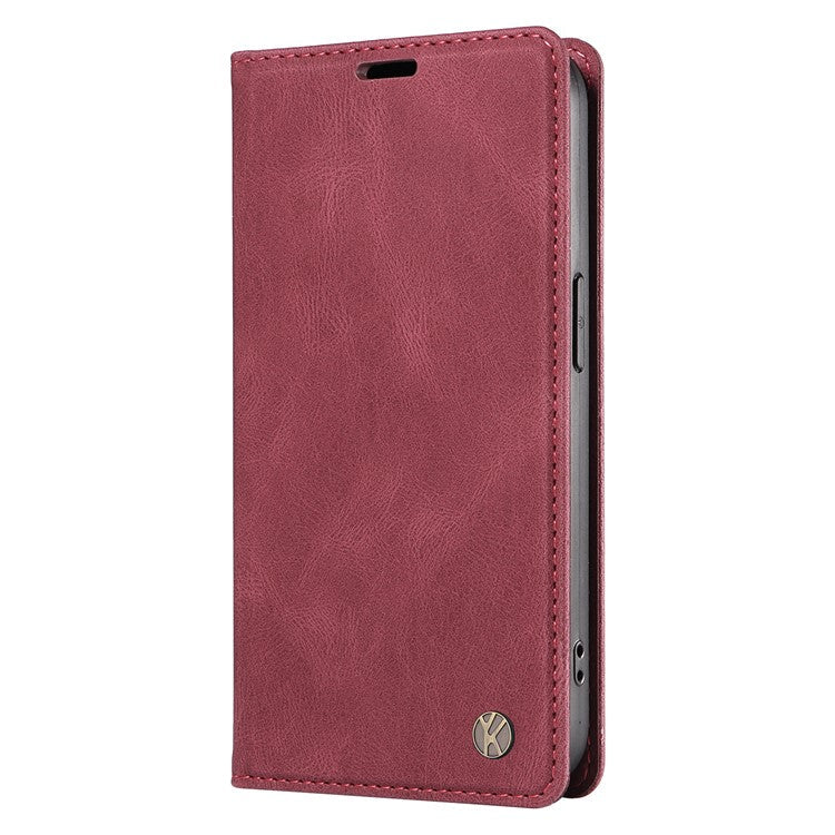 YIKATU YK-004 For Oppo A3 Pro (Global) 5G Case Leather Skin-Touch Phone Cover Magnetic Auto-Absorbed - Wine Red
