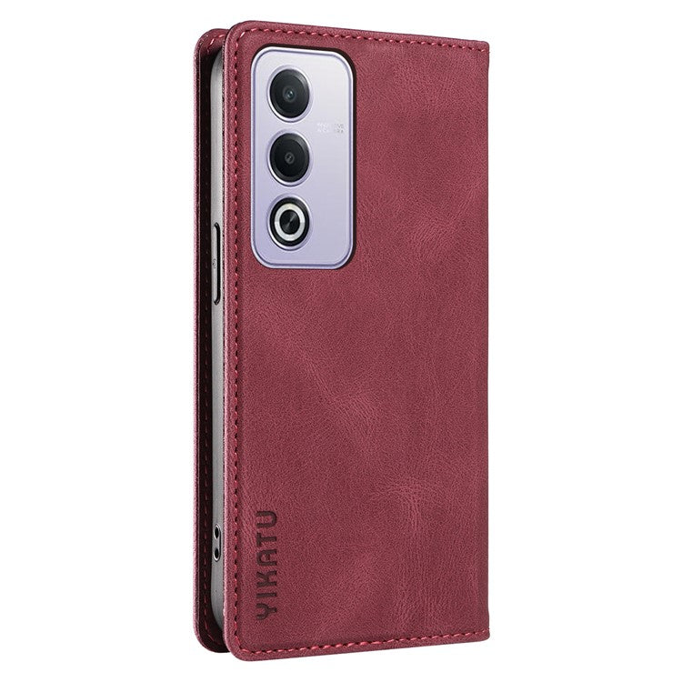 YIKATU YK-004 For Oppo A3 Pro (Global) 5G Case Leather Skin-Touch Phone Cover Magnetic Auto-Absorbed - Wine Red