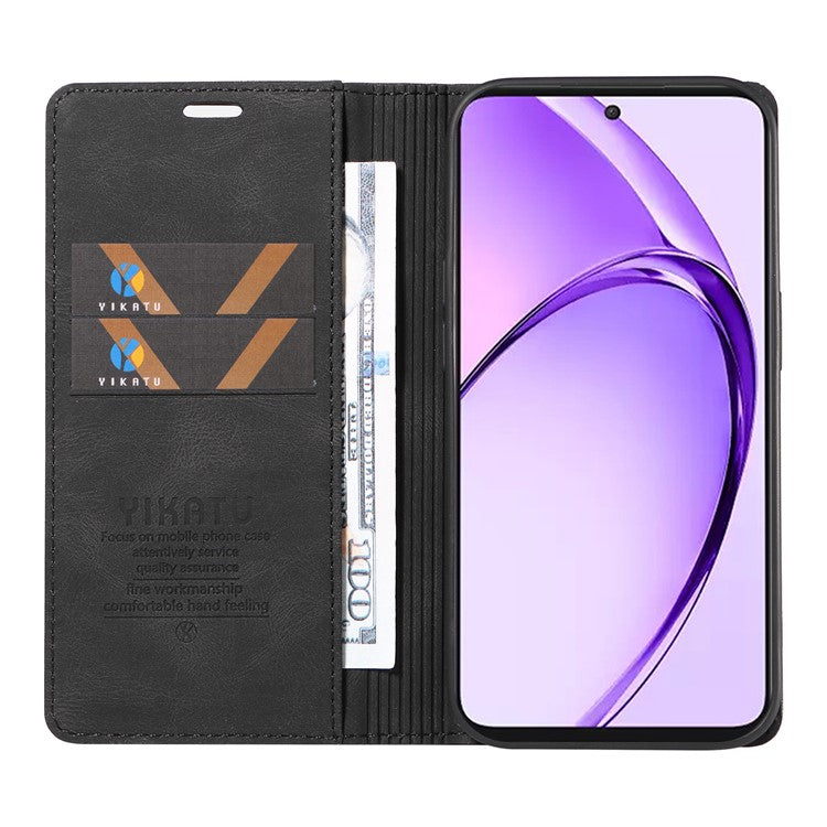YIKATU YK-004 For Oppo A3 Pro (Global) 5G Case Leather Skin-Touch Phone Cover Magnetic Auto-Absorbed - Black