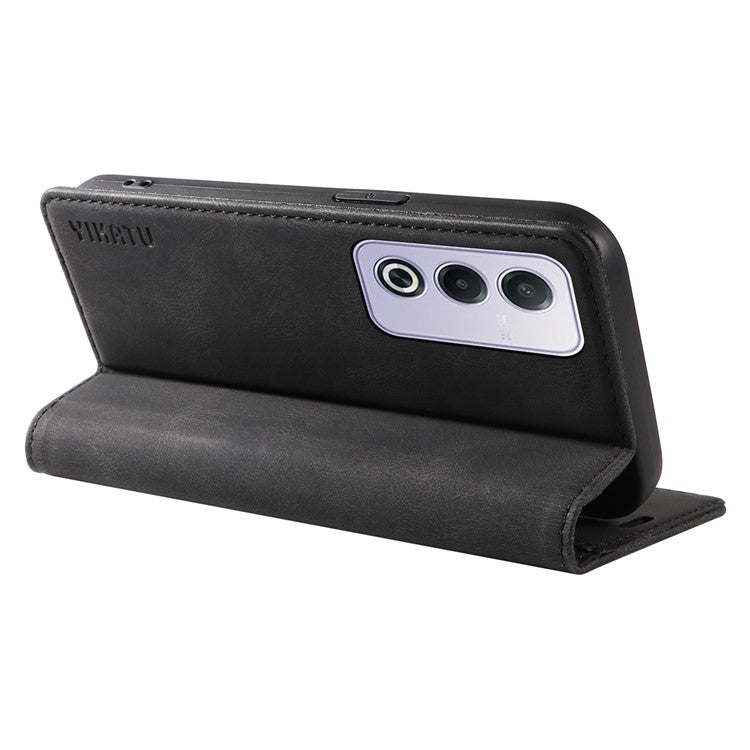 YIKATU YK-004 For Oppo A3 Pro (Global) 5G Case Leather Skin-Touch Phone Cover Magnetic Auto-Absorbed - Black