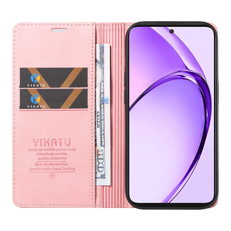 YIKATU YK-004 For Oppo A3 Pro (Global) 5G Case Leather Skin-Touch Phone Cover Magnetic Auto-Absorbed - Pink