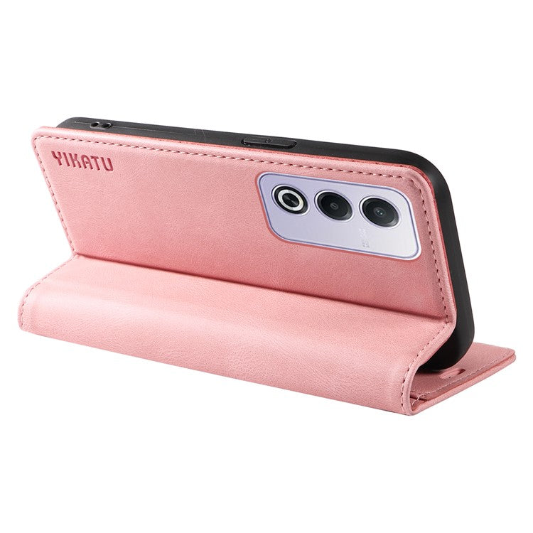 YIKATU YK-004 For Oppo A3 Pro (Global) 5G Case Leather Skin-Touch Phone Cover Magnetic Auto-Absorbed - Pink