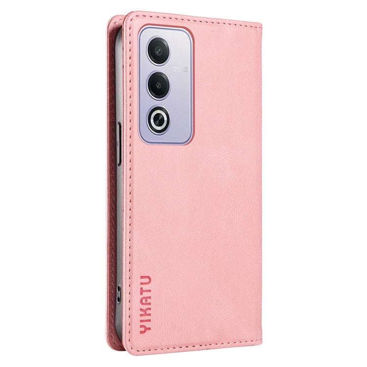 YIKATU YK-004 For Oppo A3 Pro (Global) 5G Case Leather Skin-Touch Phone Cover Magnetic Auto-Absorbed - Pink