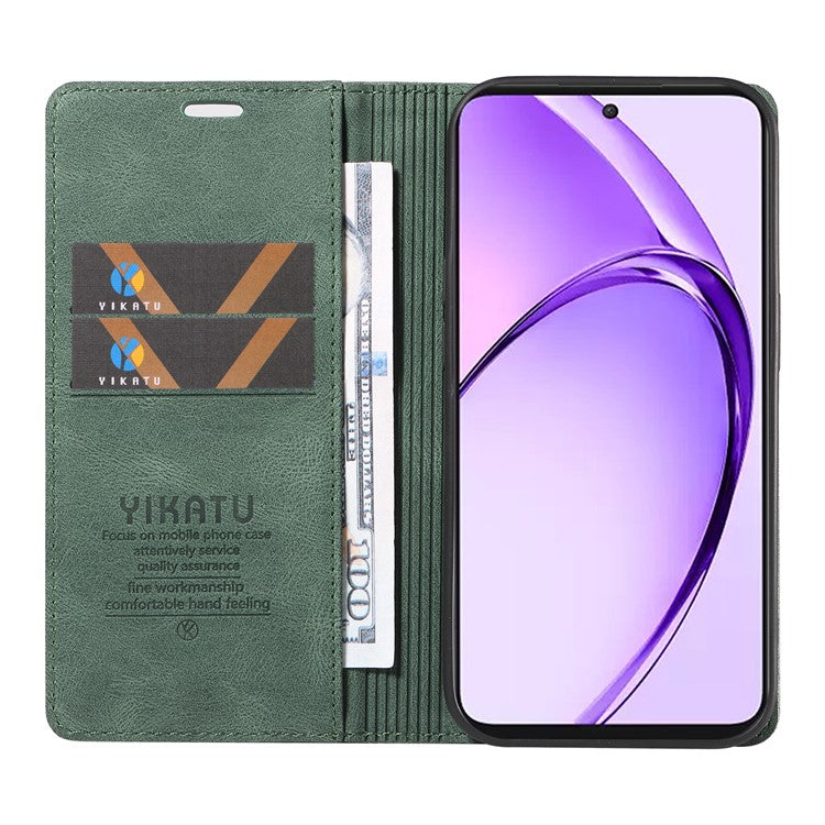 YIKATU YK-004 For Oppo A3 Pro (Global) 5G Case Leather Skin-Touch Phone Cover Magnetic Auto-Absorbed - Green