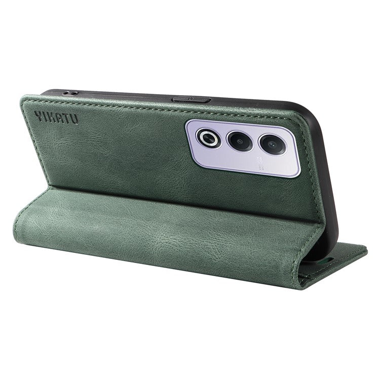 YIKATU YK-004 For Oppo A3 Pro (Global) 5G Case Leather Skin-Touch Phone Cover Magnetic Auto-Absorbed - Green