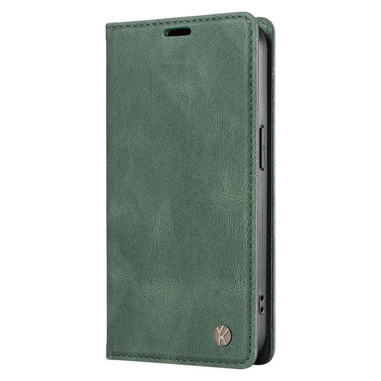 YIKATU YK-004 For Oppo A3 Pro (Global) 5G Case Leather Skin-Touch Phone Cover Magnetic Auto-Absorbed - Green