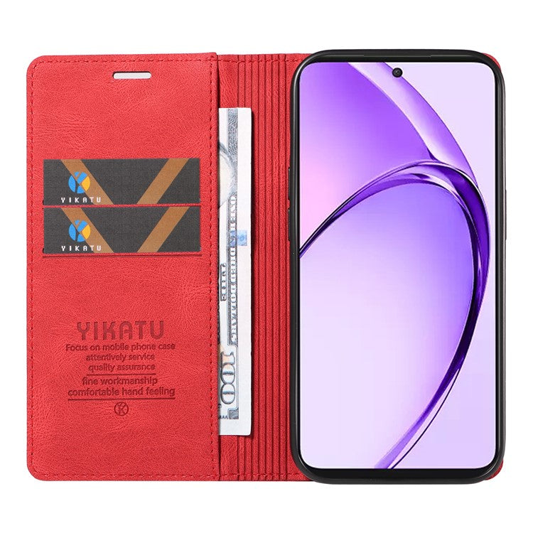 YIKATU YK-004 For Oppo A3 Pro (Global) 5G Case Leather Skin-Touch Phone Cover Magnetic Auto-Absorbed - Red