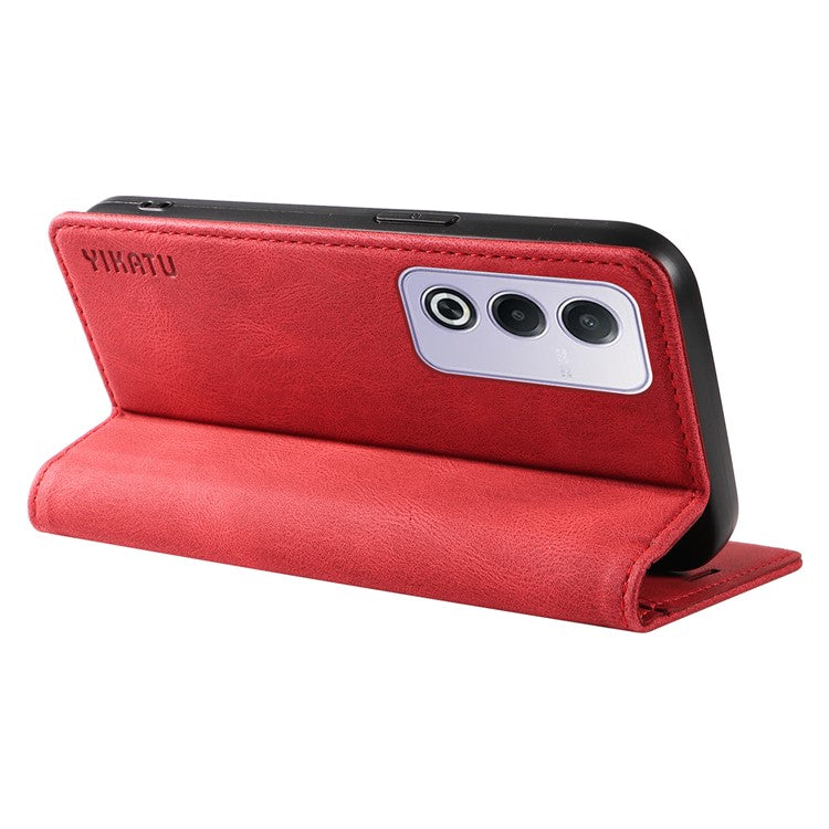YIKATU YK-004 For Oppo A3 Pro (Global) 5G Case Leather Skin-Touch Phone Cover Magnetic Auto-Absorbed - Red