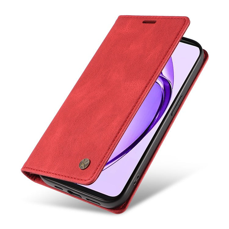 YIKATU YK-004 For Oppo A3 Pro (Global) 5G Case Leather Skin-Touch Phone Cover Magnetic Auto-Absorbed - Red
