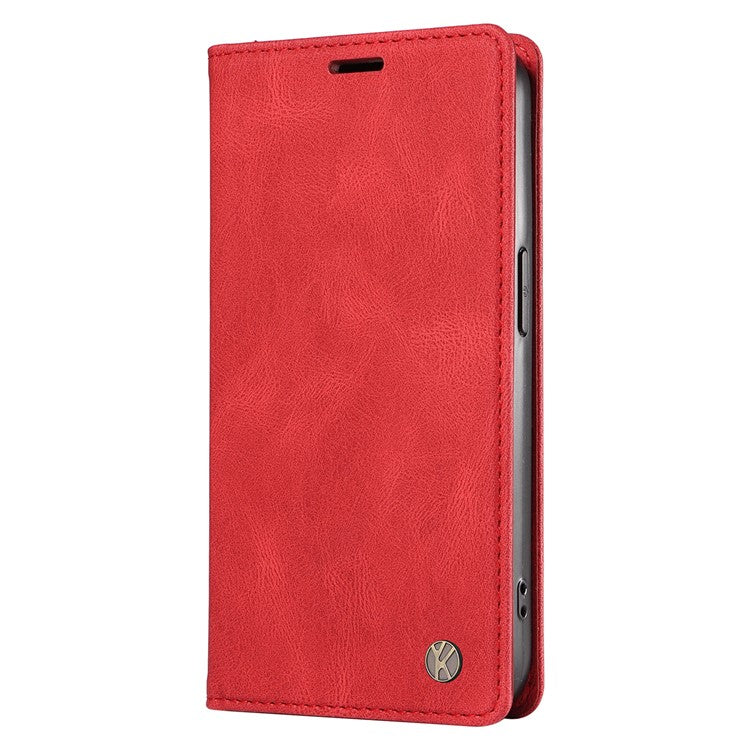 YIKATU YK-004 For Oppo A3 Pro (Global) 5G Case Leather Skin-Touch Phone Cover Magnetic Auto-Absorbed - Red