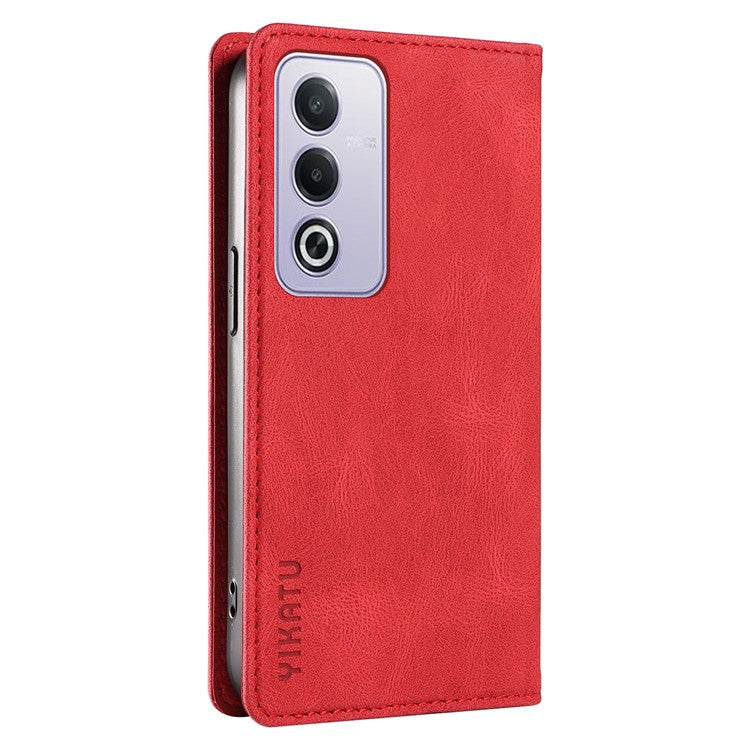 YIKATU YK-004 For Oppo A3 Pro (Global) 5G Case Leather Skin-Touch Phone Cover Magnetic Auto-Absorbed - Red