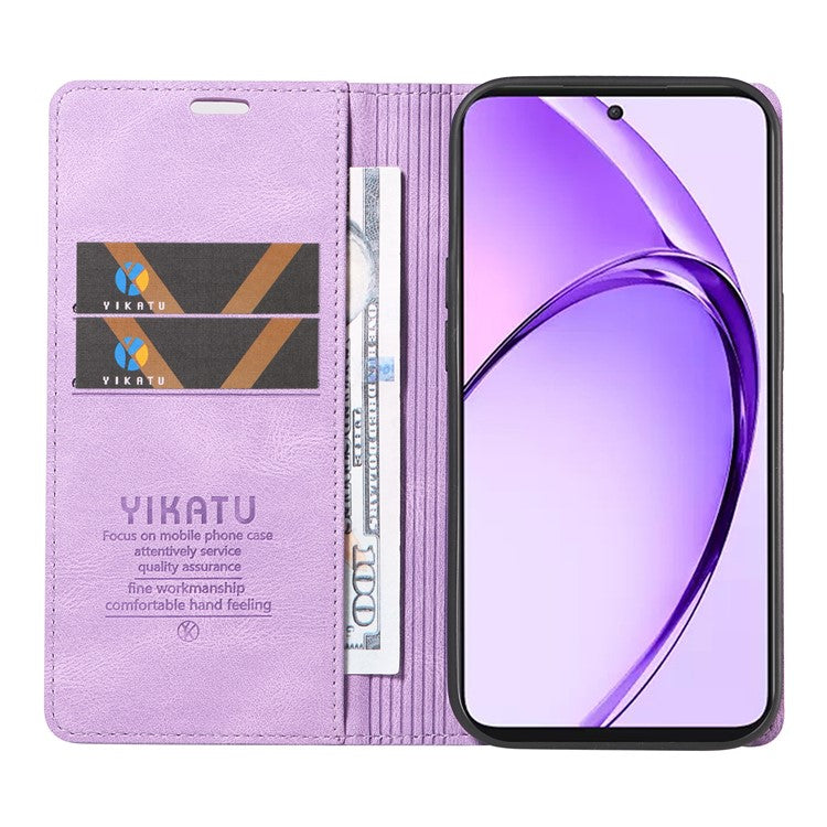 YIKATU YK-004 For Oppo A3 Pro (Global) 5G Case Leather Skin-Touch Phone Cover Magnetic Auto-Absorbed - Purple
