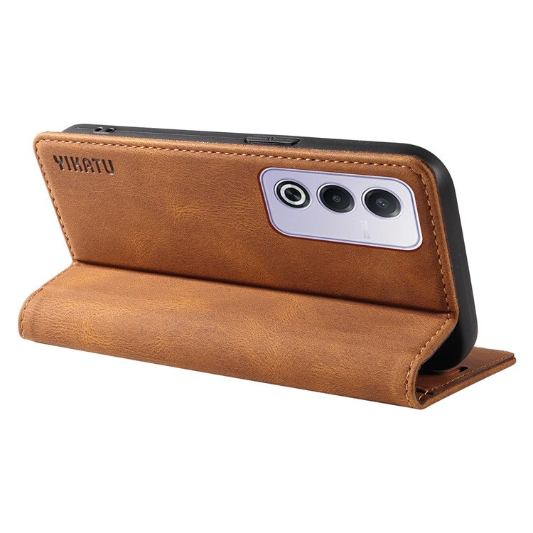 YIKATU YK-004 For Oppo A3 Pro (Global) 5G Case Leather Skin-Touch Phone Cover Magnetic Auto-Absorbed - Brown