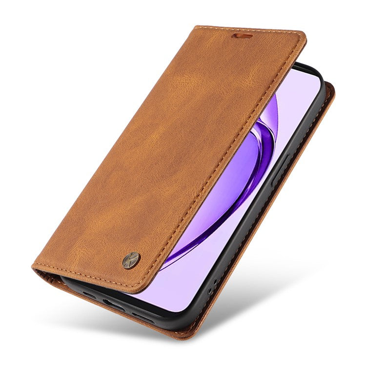 YIKATU YK-004 For Oppo A3 Pro (Global) 5G Case Leather Skin-Touch Phone Cover Magnetic Auto-Absorbed - Brown