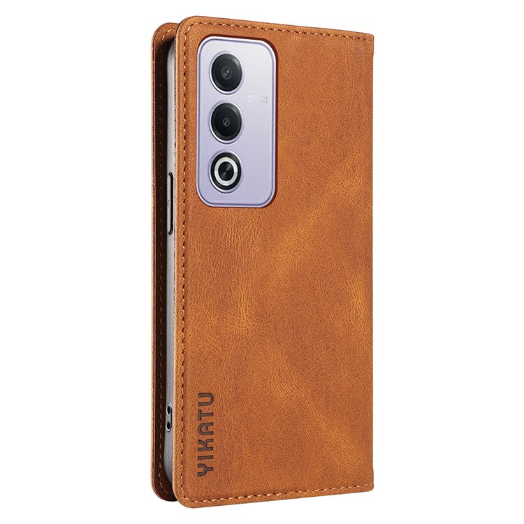 YIKATU YK-004 For Oppo A3 Pro (Global) 5G Case Leather Skin-Touch Phone Cover Magnetic Auto-Absorbed - Brown