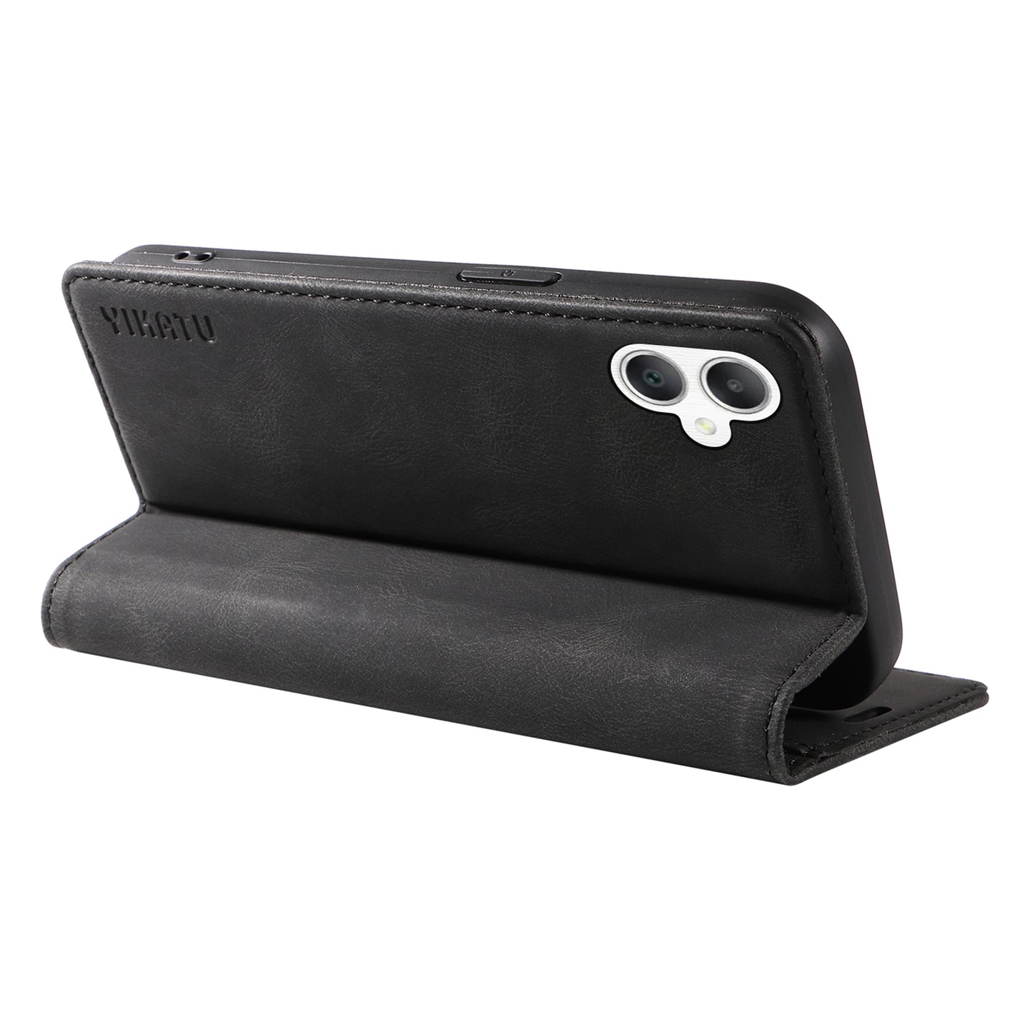 YIKATU YK-004 For Samsung Galaxy A06 Case Leather Skin-Touch Phone Cover Magnetic Auto-Absorbed - Black