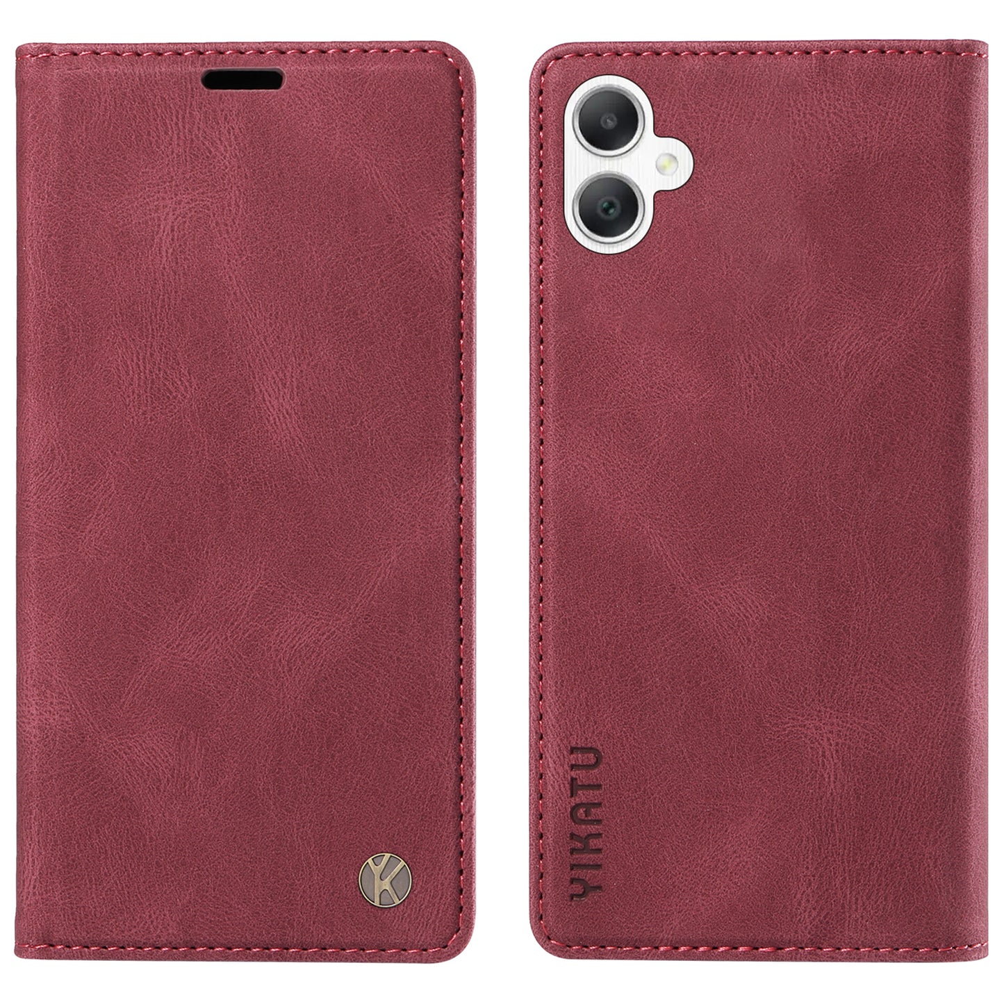 YIKATU YK-004 For Samsung Galaxy A06 Case Leather Skin-Touch Phone Cover Magnetic Auto-Absorbed - Wine Red