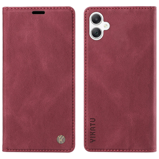YIKATU YK-004 For Samsung Galaxy A06 Case Leather Skin-Touch Phone Cover Magnetic Auto-Absorbed - Wine Red