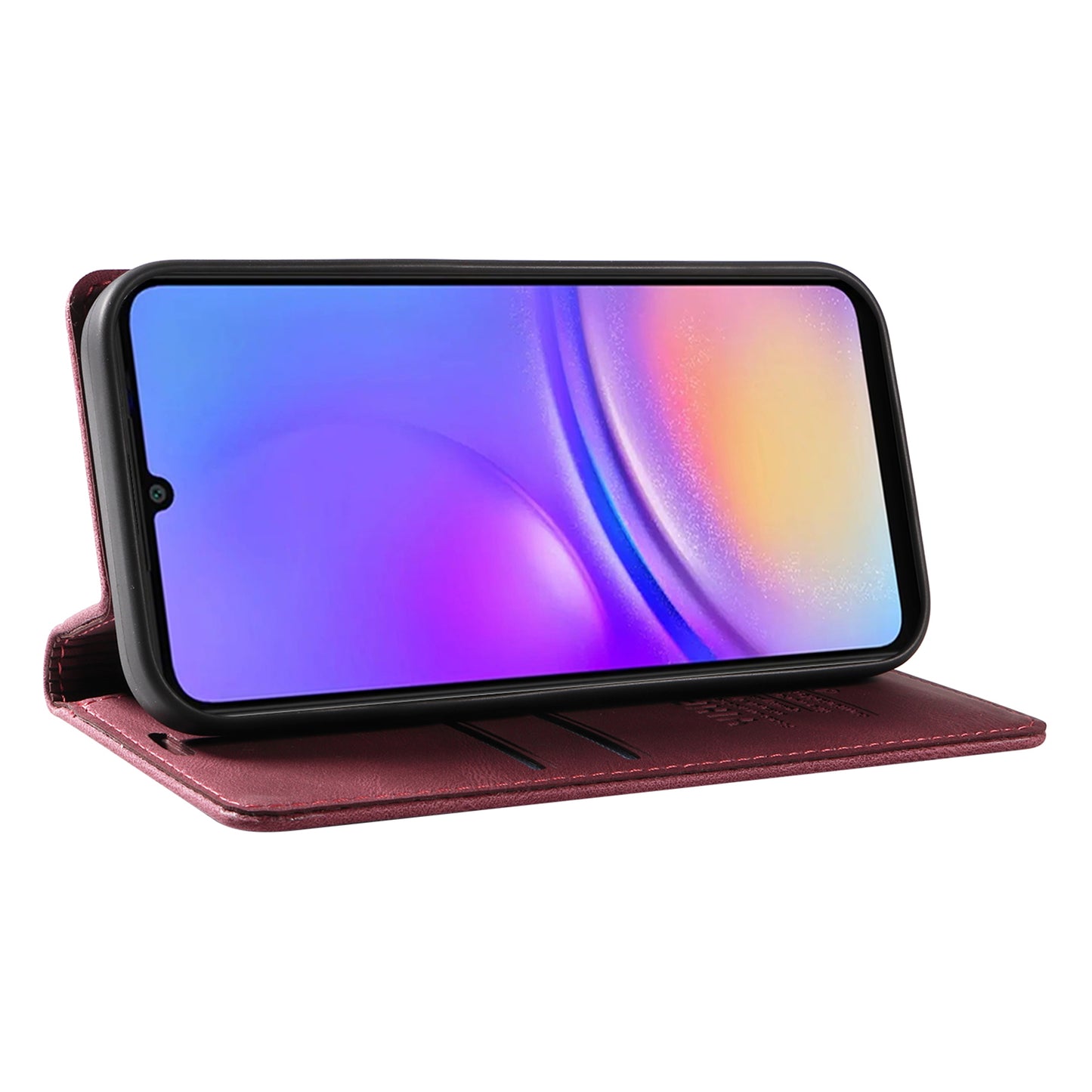 YIKATU YK-004 For Samsung Galaxy A06 Case Leather Skin-Touch Phone Cover Magnetic Auto-Absorbed - Wine Red