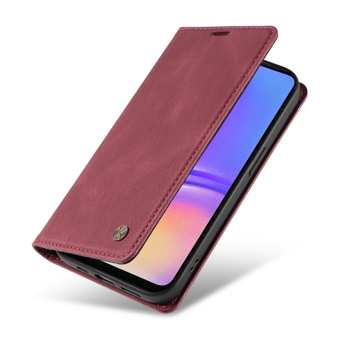 YIKATU YK-004 For Samsung Galaxy A06 Case Leather Skin-Touch Phone Cover Magnetic Auto-Absorbed - Wine Red