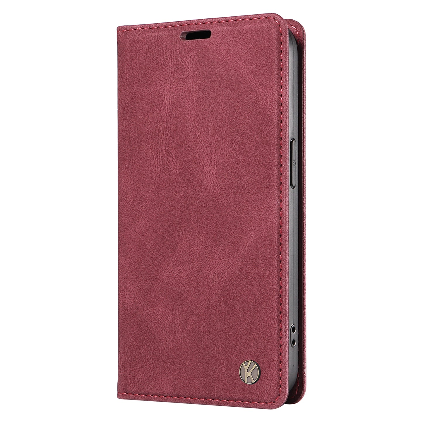 YIKATU YK-004 For Samsung Galaxy A06 Case Leather Skin-Touch Phone Cover Magnetic Auto-Absorbed - Wine Red