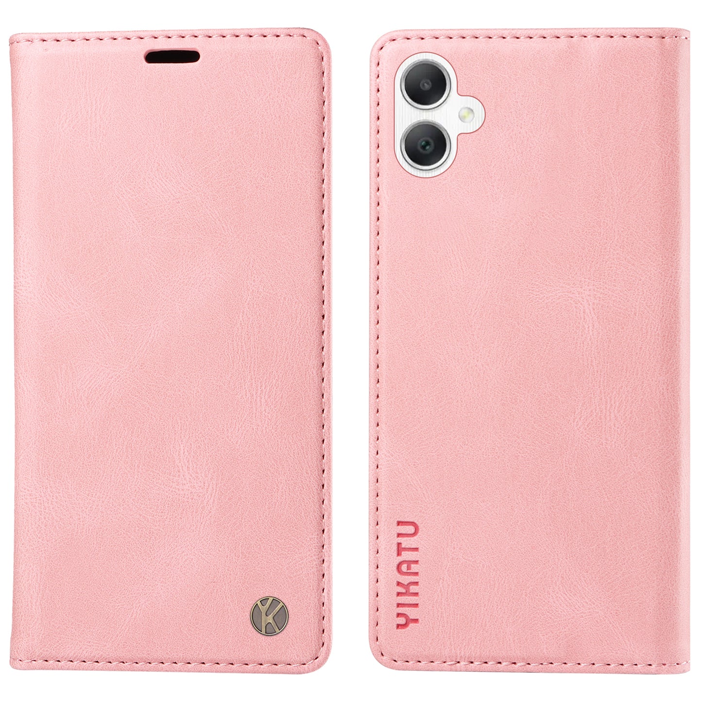 YIKATU YK-004 For Samsung Galaxy A06 Case Leather Skin-Touch Phone Cover Magnetic Auto-Absorbed - Pink