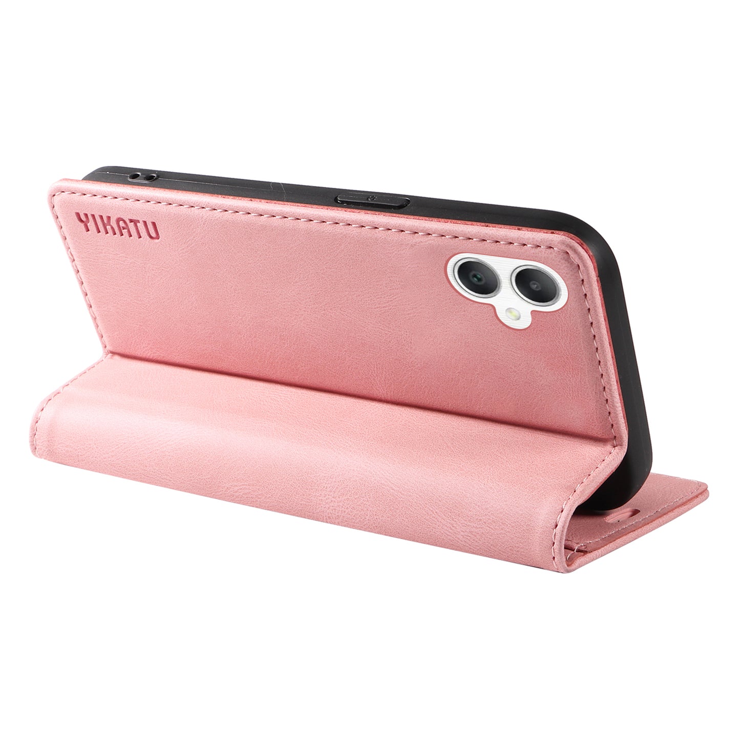 YIKATU YK-004 For Samsung Galaxy A06 Case Leather Skin-Touch Phone Cover Magnetic Auto-Absorbed - Pink
