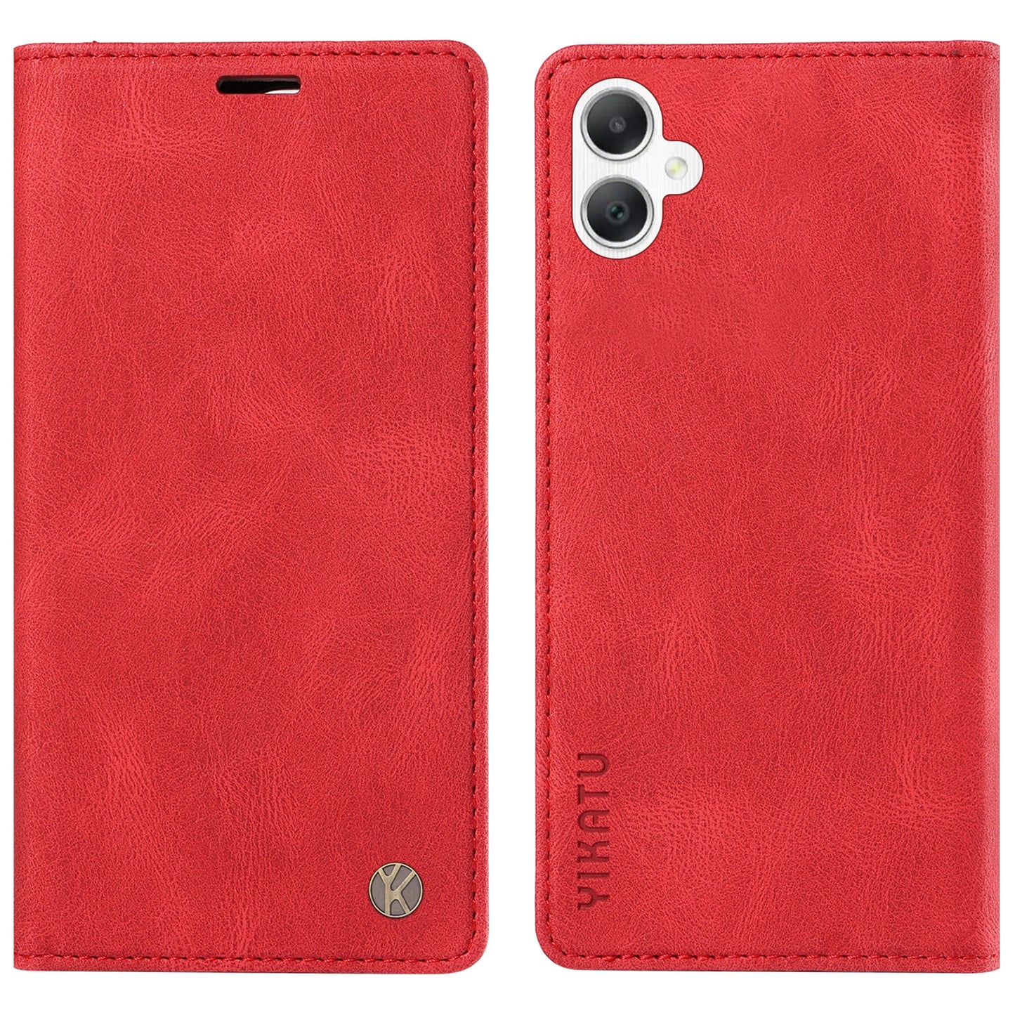 YIKATU YK-004 For Samsung Galaxy A06 Case Leather Skin-Touch Phone Cover Magnetic Auto-Absorbed - Red