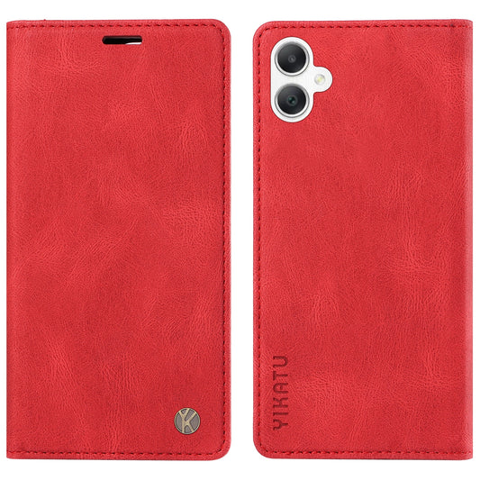 YIKATU YK-004 For Samsung Galaxy A06 Case Leather Skin-Touch Phone Cover Magnetic Auto-Absorbed - Red