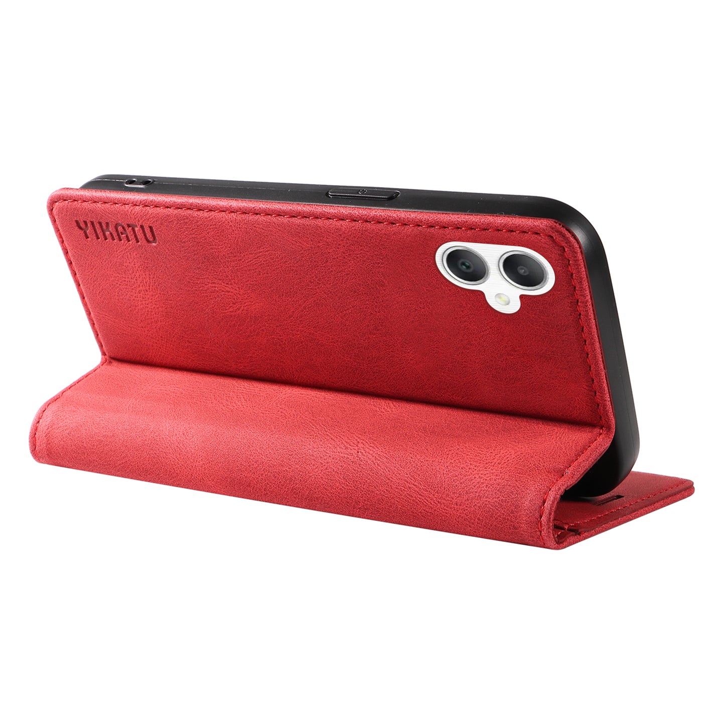 YIKATU YK-004 For Samsung Galaxy A06 Case Leather Skin-Touch Phone Cover Magnetic Auto-Absorbed - Red