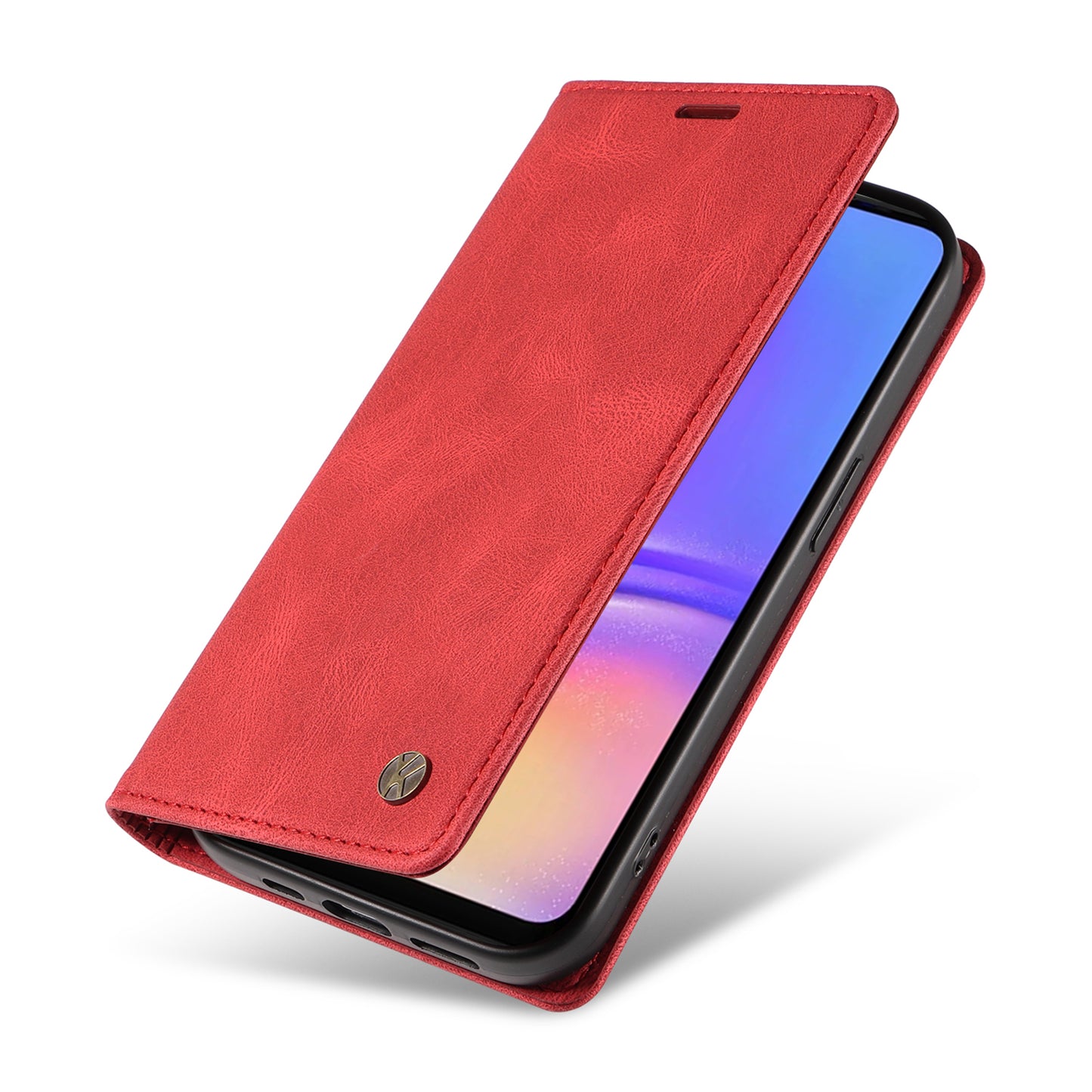 YIKATU YK-004 For Samsung Galaxy A06 Case Leather Skin-Touch Phone Cover Magnetic Auto-Absorbed - Red