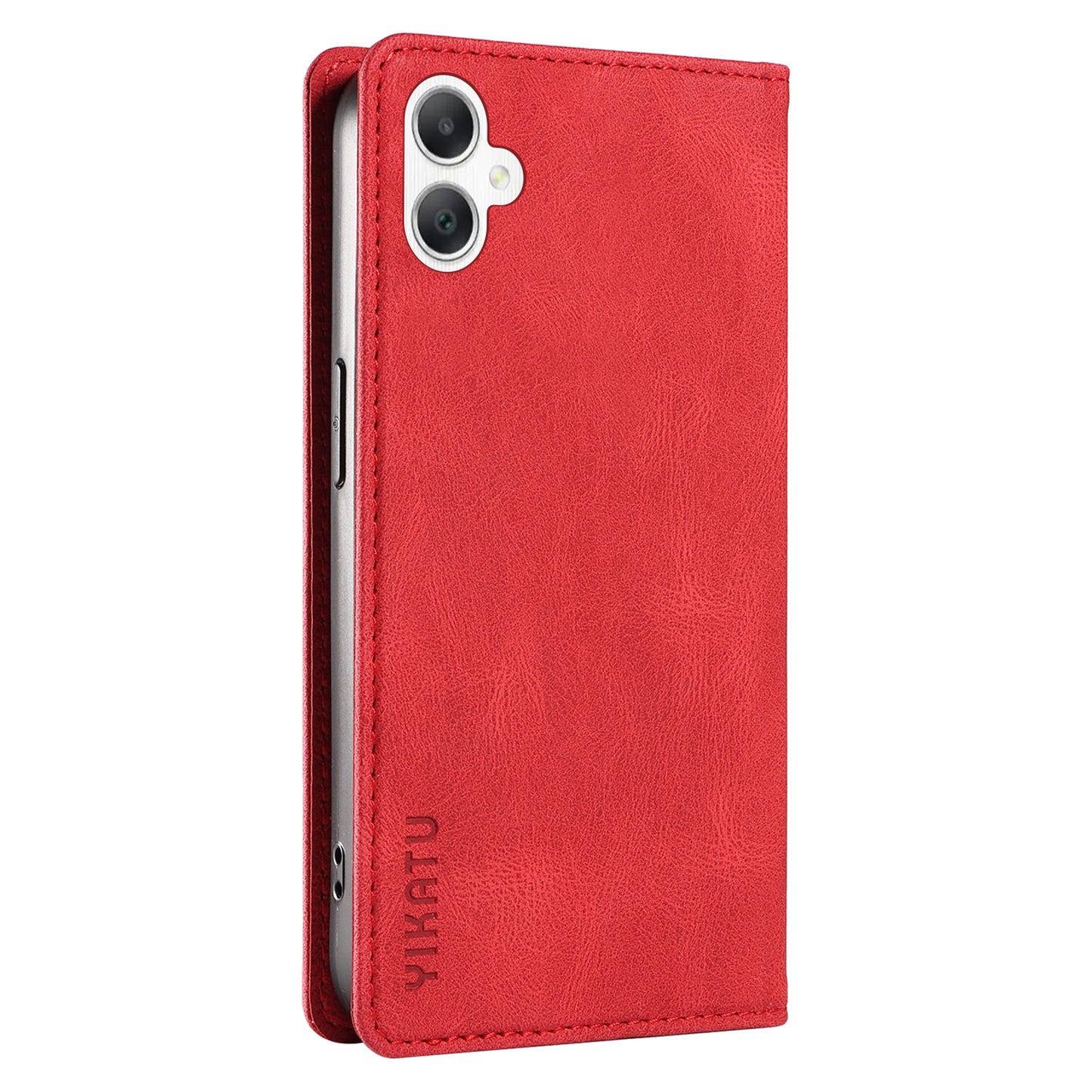 YIKATU YK-004 For Samsung Galaxy A06 Case Leather Skin-Touch Phone Cover Magnetic Auto-Absorbed - Red