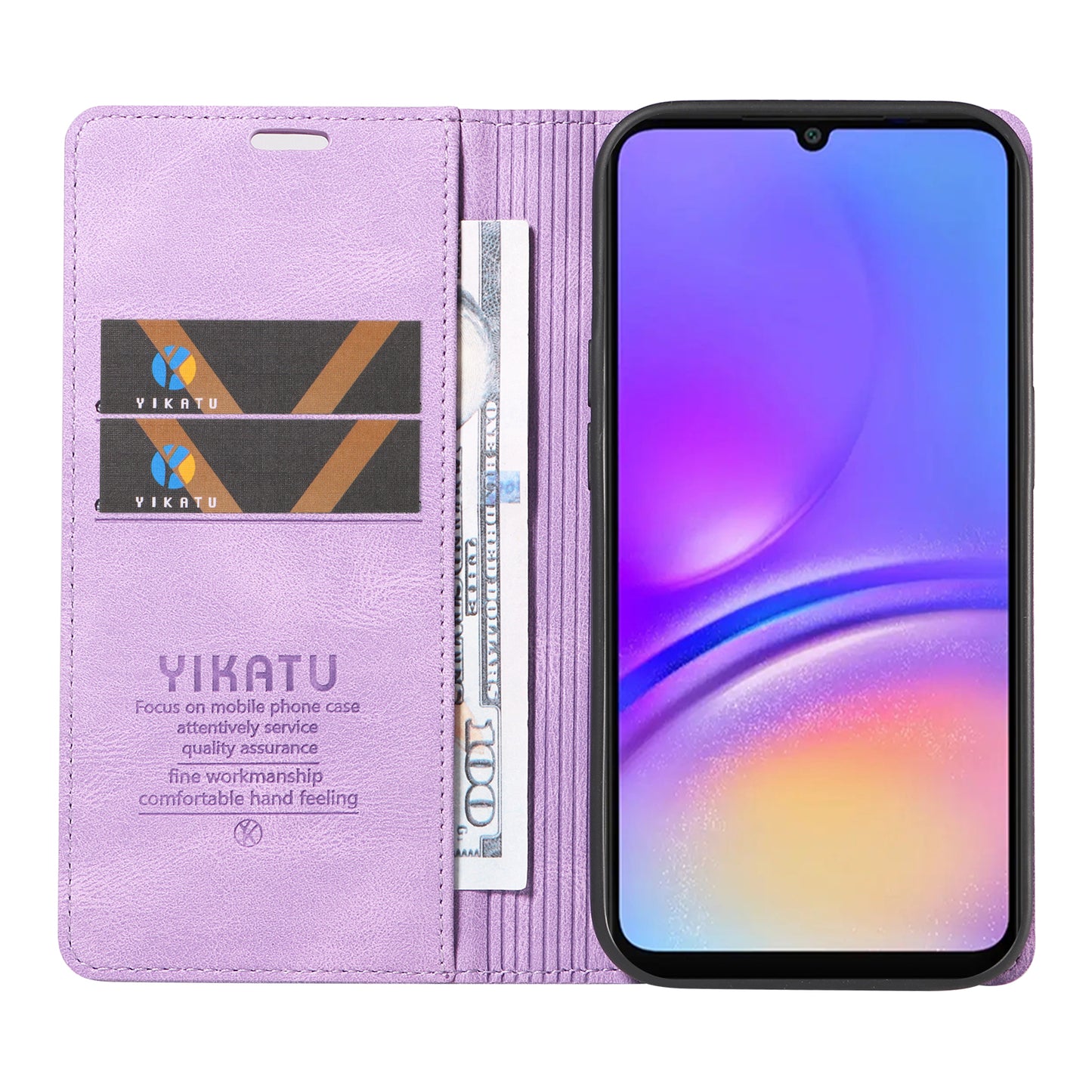 YIKATU YK-004 For Samsung Galaxy A06 Case Leather Skin-Touch Phone Cover Magnetic Auto-Absorbed - Purple