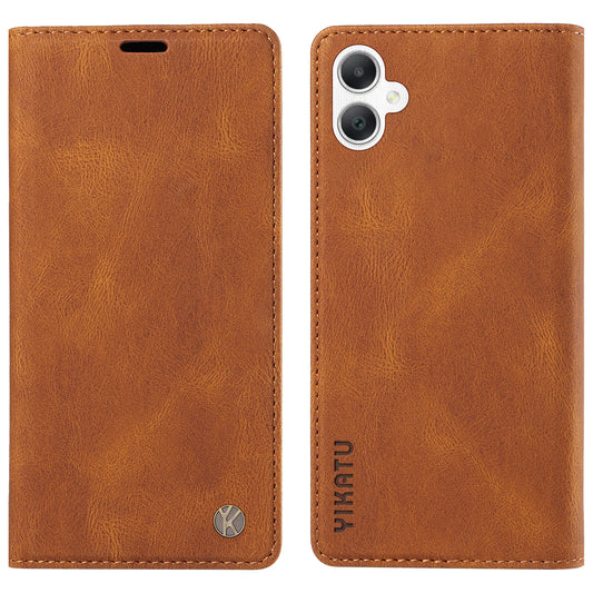 YIKATU YK-004 For Samsung Galaxy A06 Case Leather Skin-Touch Phone Cover Magnetic Auto-Absorbed - Brown