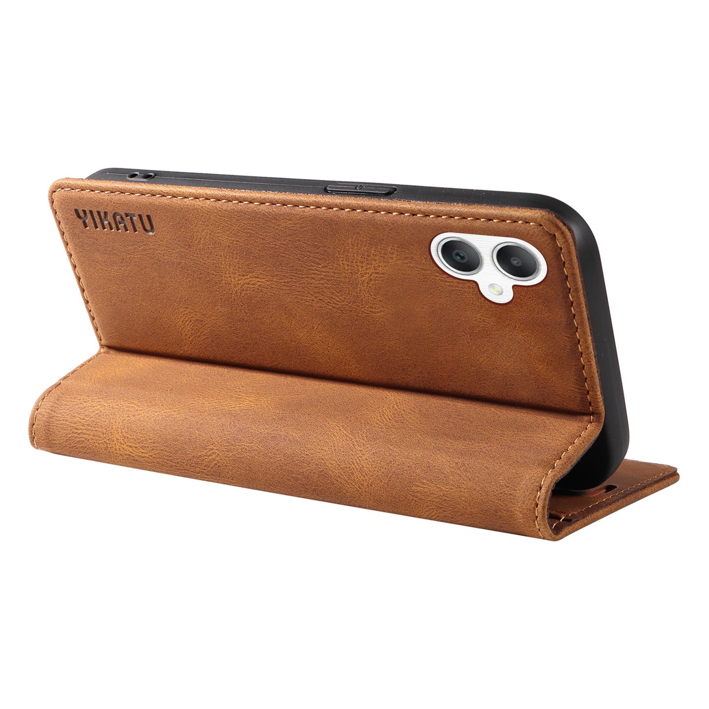 YIKATU YK-004 For Samsung Galaxy A06 Case Leather Skin-Touch Phone Cover Magnetic Auto-Absorbed - Brown
