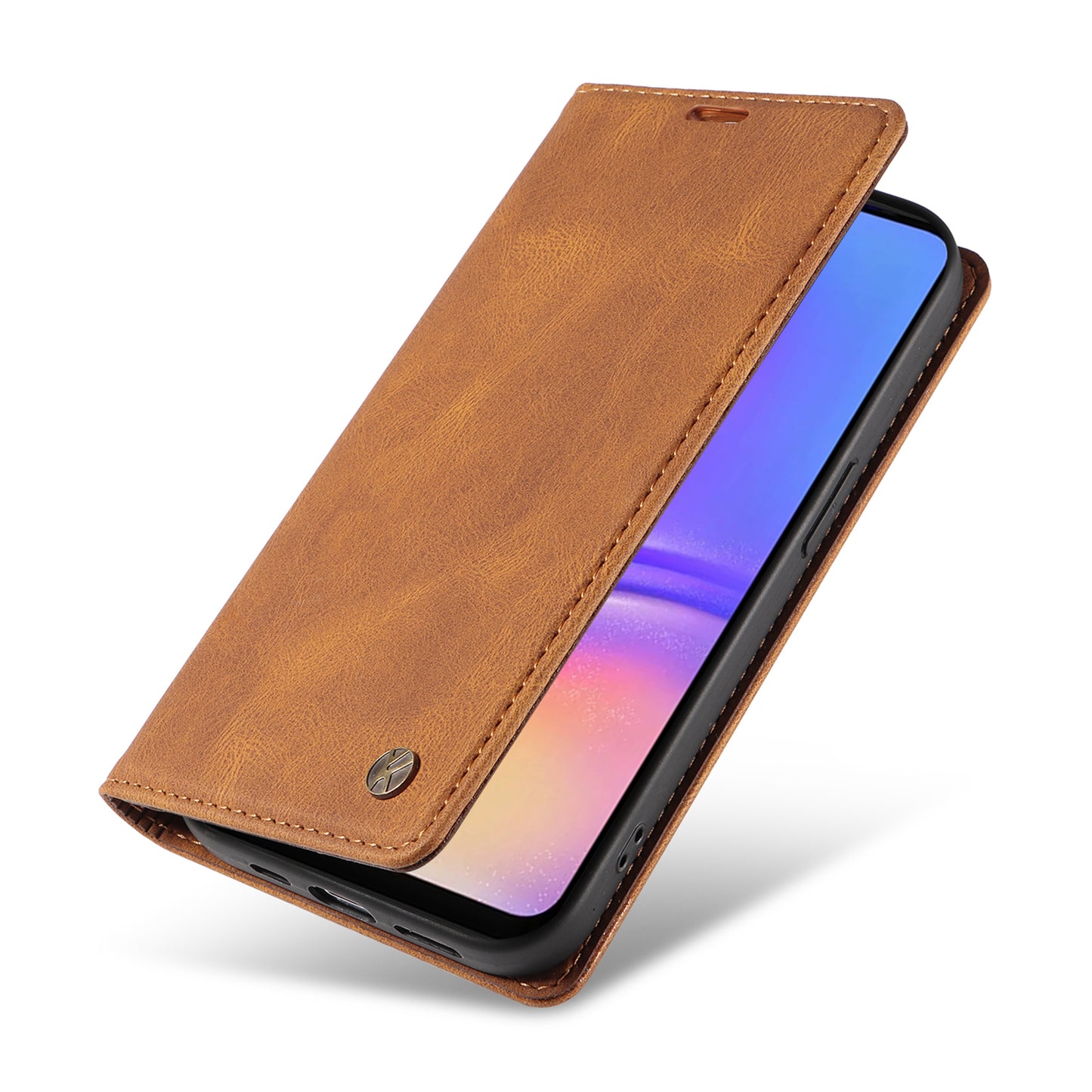 YIKATU YK-004 For Samsung Galaxy A06 Case Leather Skin-Touch Phone Cover Magnetic Auto-Absorbed - Brown