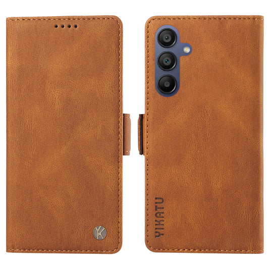 YIKATU YK-005 For Samsung Galaxy A16 5G / A16 4G Case PU Leather Wallet Phone Cover Skin Touch Feeling - Brown