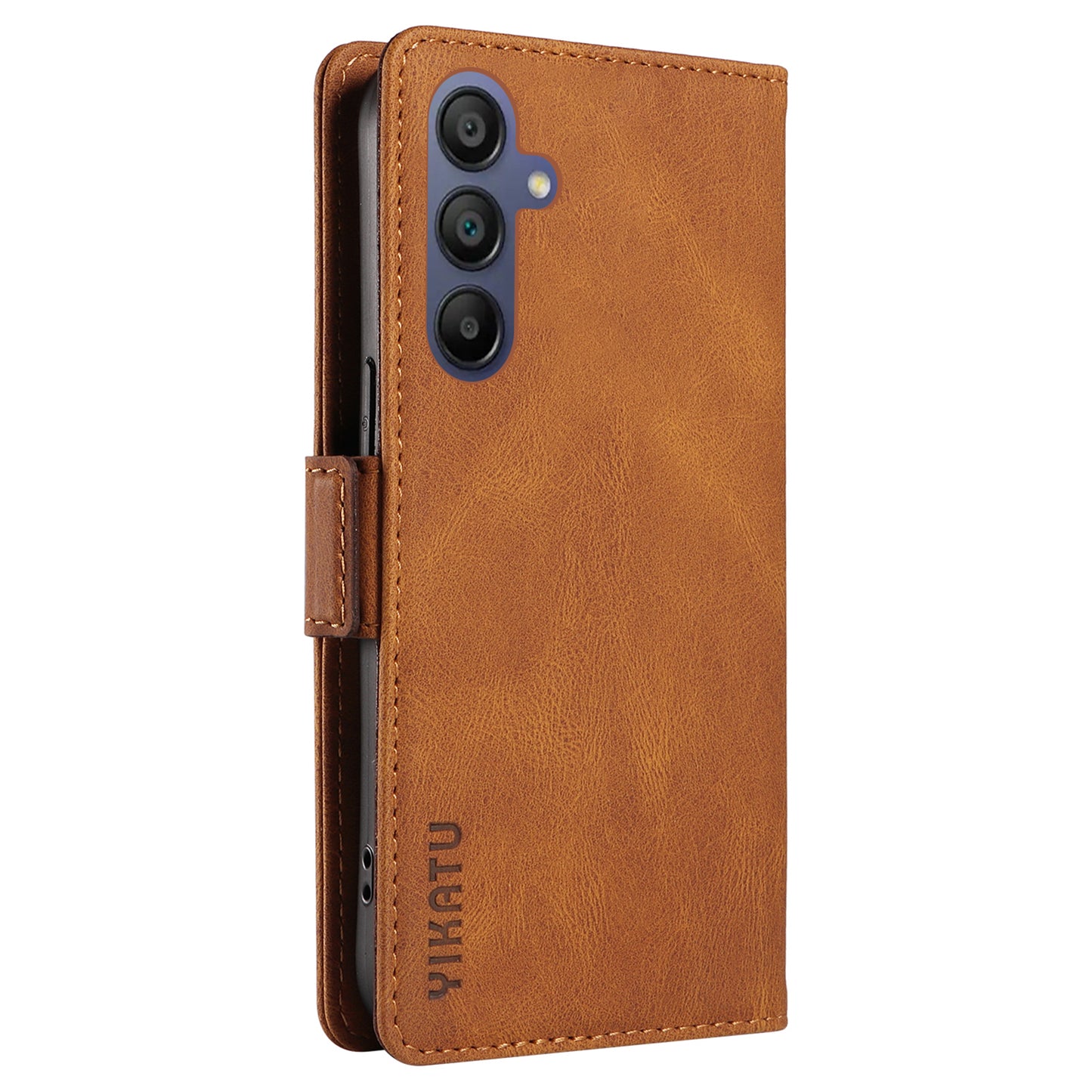 YIKATU YK-005 For Samsung Galaxy A16 5G / A16 4G Case PU Leather Wallet Phone Cover Skin Touch Feeling - Brown