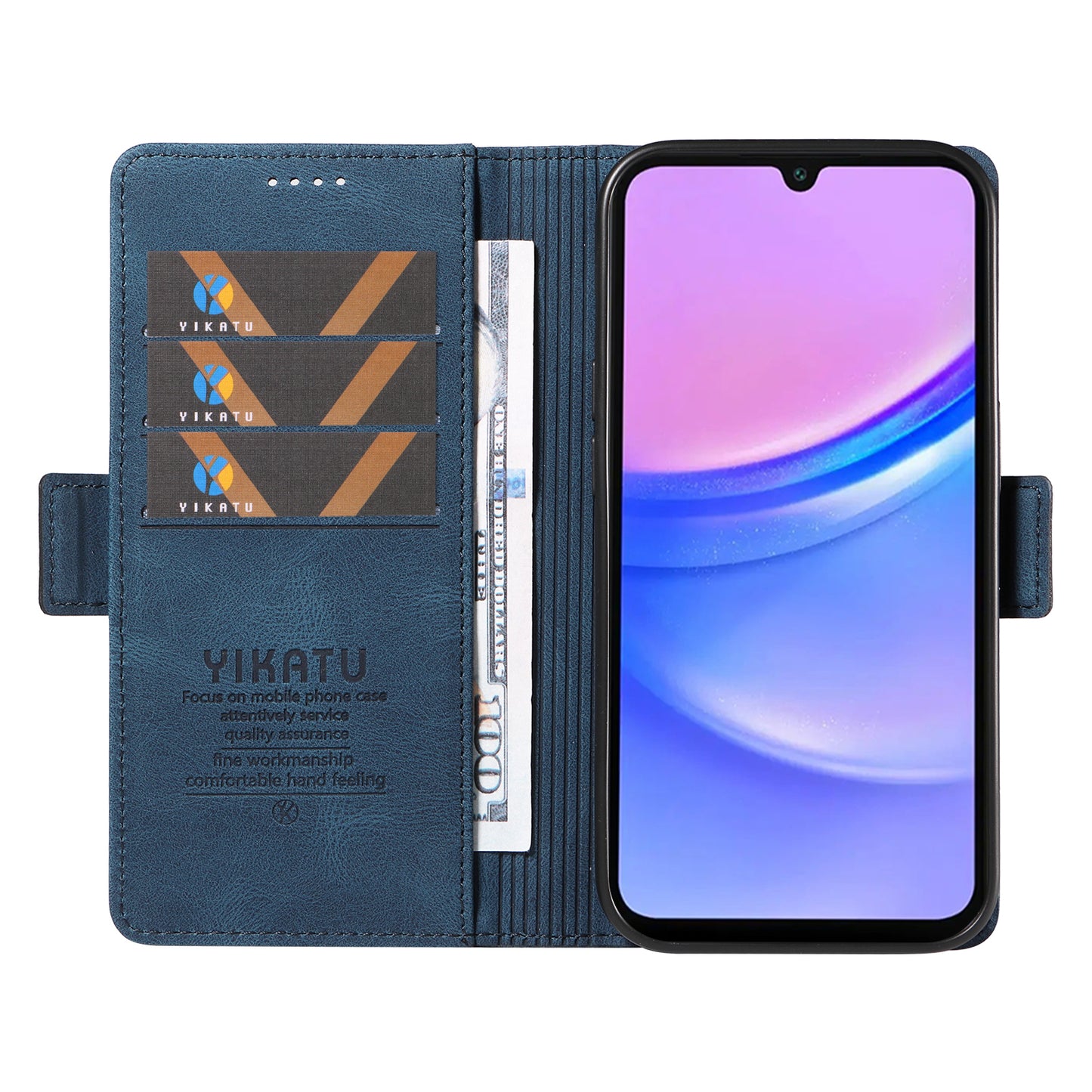 YIKATU YK-005 For Samsung Galaxy A16 5G / A16 4G Case PU Leather Wallet Phone Cover Skin Touch Feeling - Blue