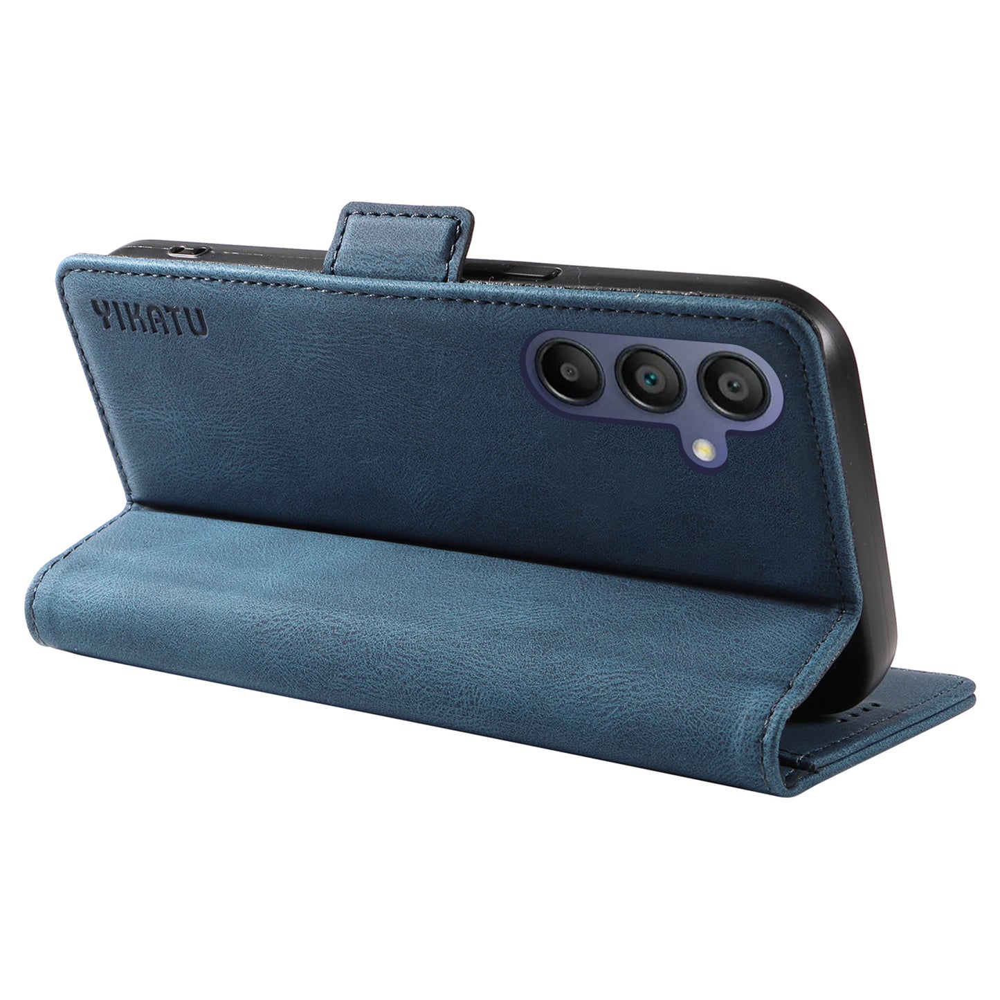 YIKATU YK-005 For Samsung Galaxy A16 5G / A16 4G Case PU Leather Wallet Phone Cover Skin Touch Feeling - Blue
