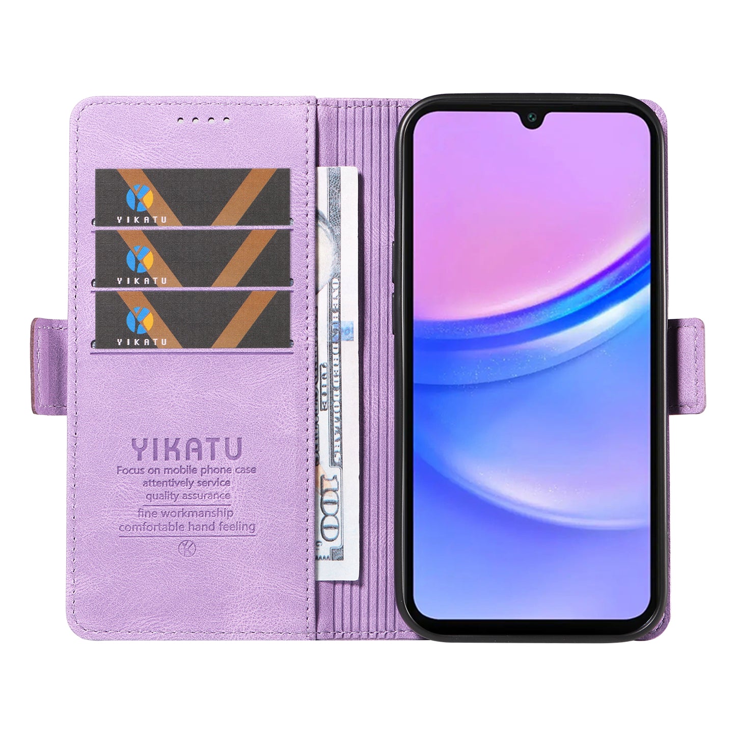 YIKATU YK-005 For Samsung Galaxy A16 5G / A16 4G Case PU Leather Wallet Phone Cover Skin Touch Feeling - Purple