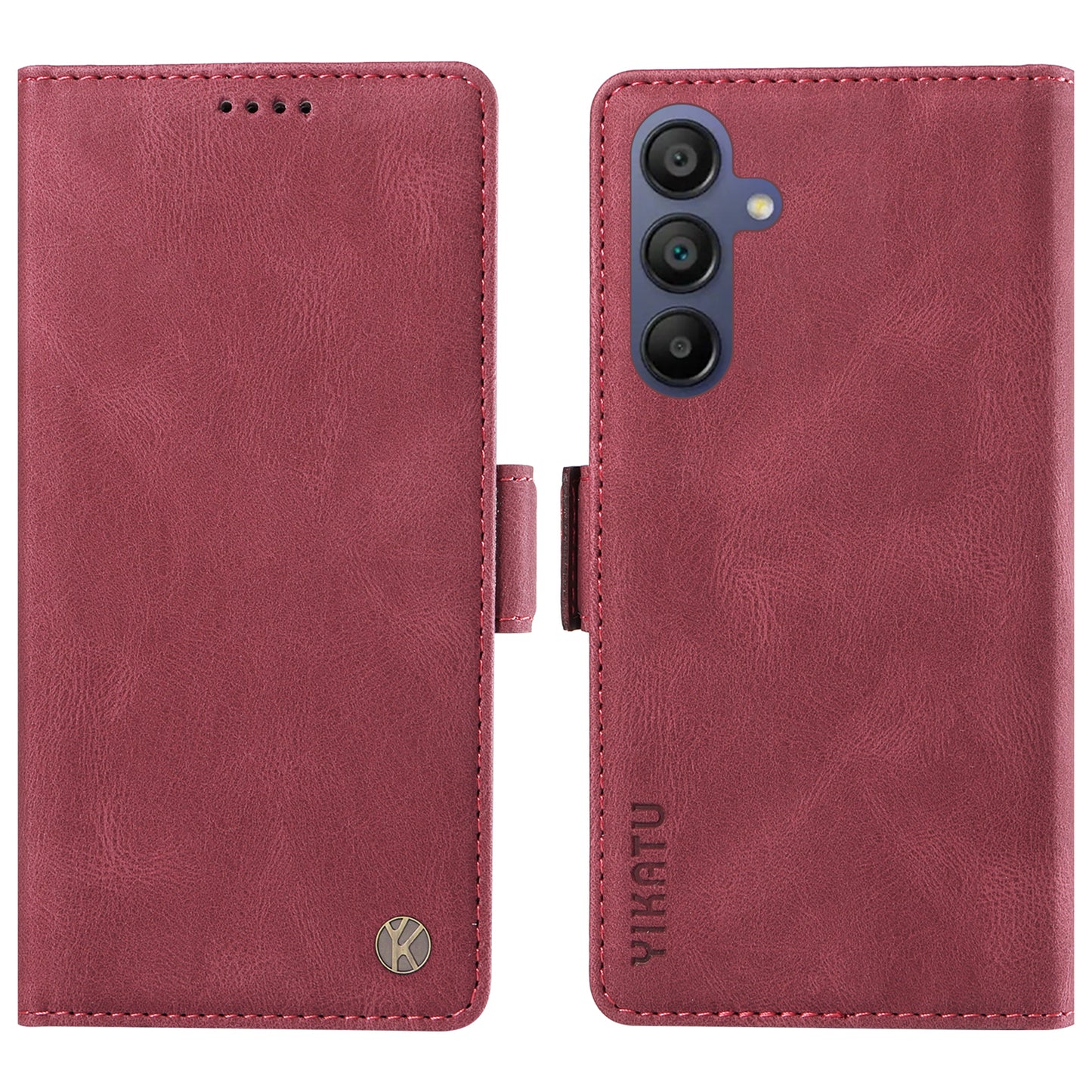 YIKATU YK-005 For Samsung Galaxy A16 5G / A16 4G Case PU Leather Wallet Phone Cover Skin Touch Feeling - Wine Red