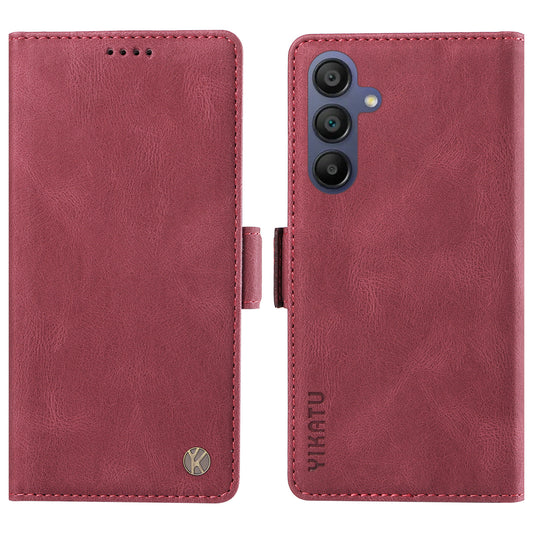 YIKATU YK-005 For Samsung Galaxy A16 5G / A16 4G Case PU Leather Wallet Phone Cover Skin Touch Feeling - Wine Red