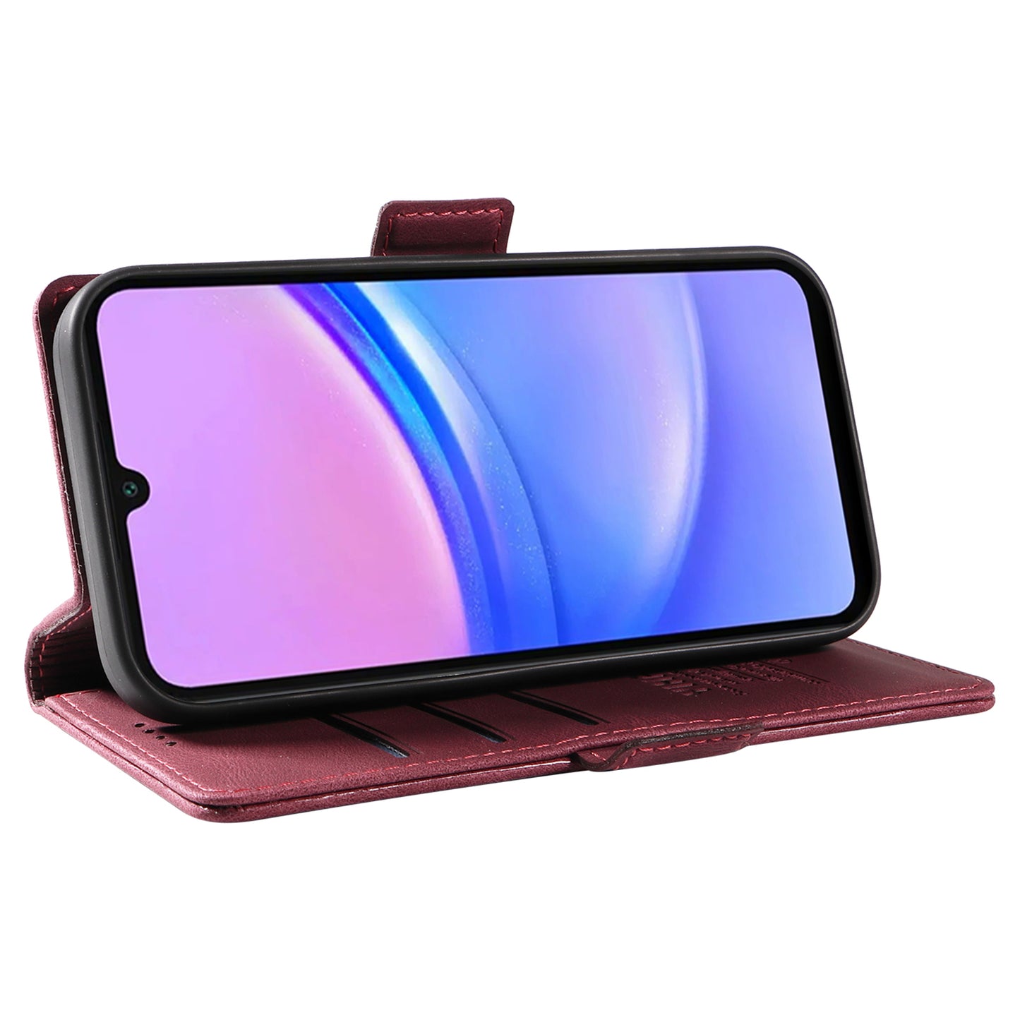 YIKATU YK-005 For Samsung Galaxy A16 5G / A16 4G Case PU Leather Wallet Phone Cover Skin Touch Feeling - Wine Red