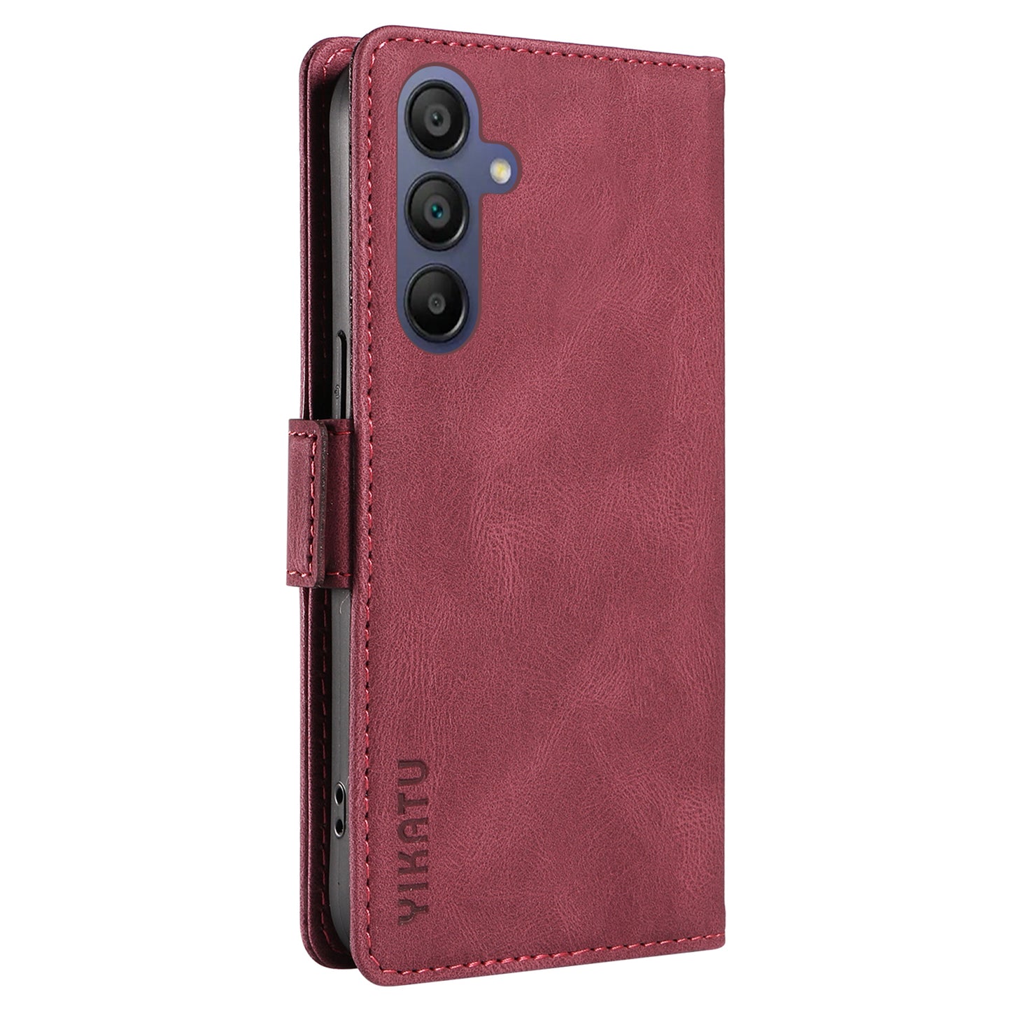 YIKATU YK-005 For Samsung Galaxy A16 5G / A16 4G Case PU Leather Wallet Phone Cover Skin Touch Feeling - Wine Red