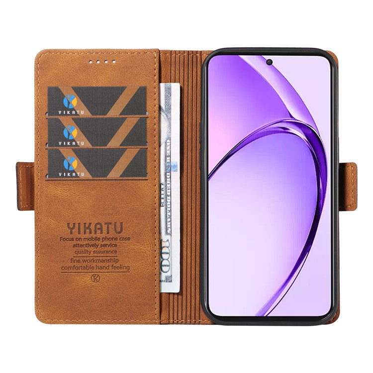 YIKATU YK-005 For Oppo A3 Pro (Global) 5G Case PU Leather Wallet Phone Cover Skin Touch Feeling - Brown