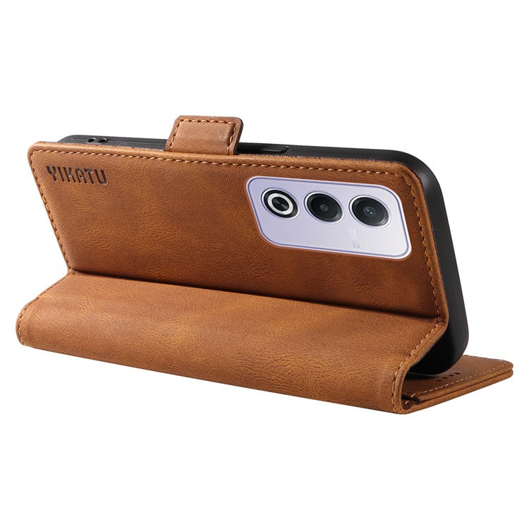 YIKATU YK-005 For Oppo A3 Pro (Global) 5G Case PU Leather Wallet Phone Cover Skin Touch Feeling - Brown
