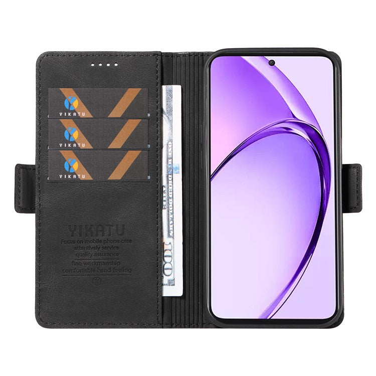 YIKATU YK-005 For Oppo A3 Pro (Global) 5G Case PU Leather Wallet Phone Cover Skin Touch Feeling - Black