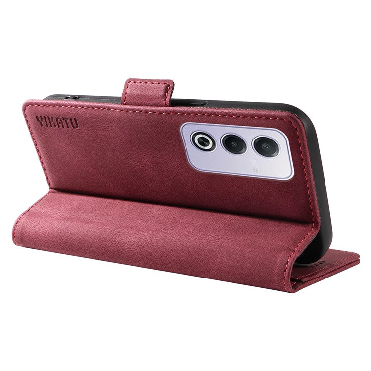 YIKATU YK-005 For Oppo A3 Pro (Global) 5G Case PU Leather Wallet Phone Cover Skin Touch Feeling - Wine Red