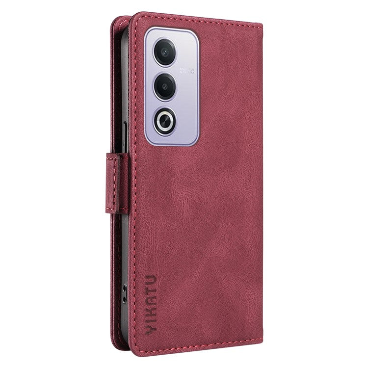 YIKATU YK-005 For Oppo A3 Pro (Global) 5G Case PU Leather Wallet Phone Cover Skin Touch Feeling - Wine Red